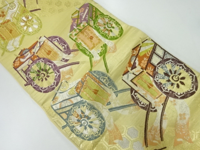 アンティーク　御所車模様織出し袋帯（材料）